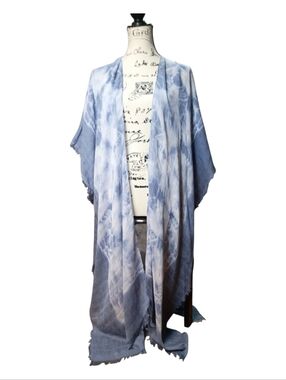 #1122 NWOT Blue Tie Dye Kimono Cardigan Boho Duster